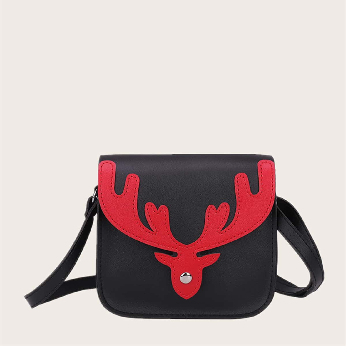 

Antlers Flap Crossbody Bag, Black