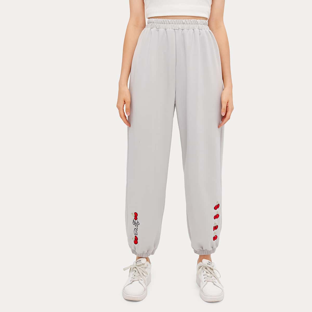 

Cherry Graphic Sweatpants, Light grey
