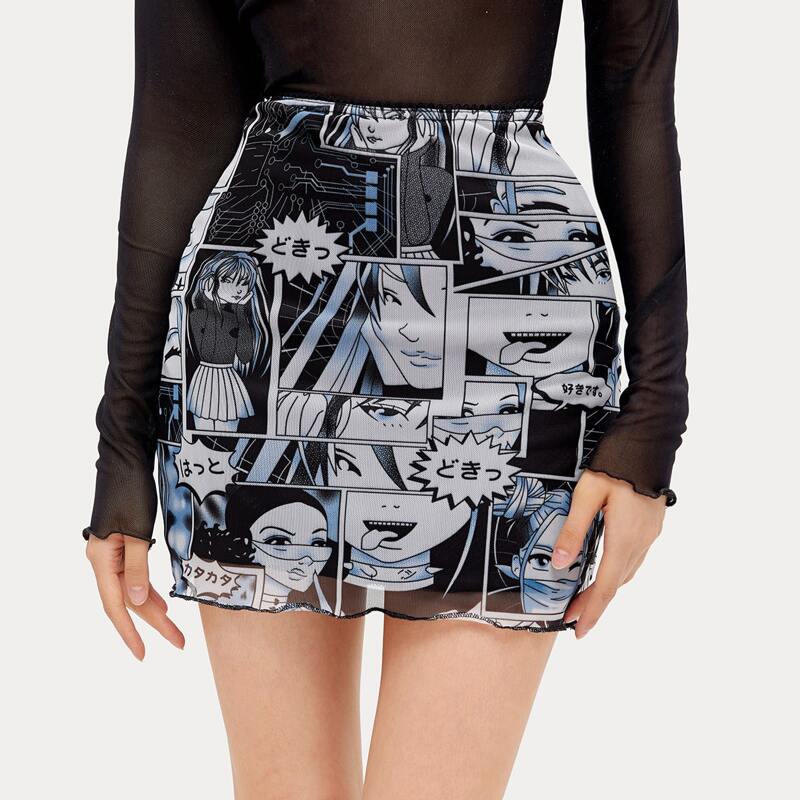 

Comic Graphic Skirt, Multicolor