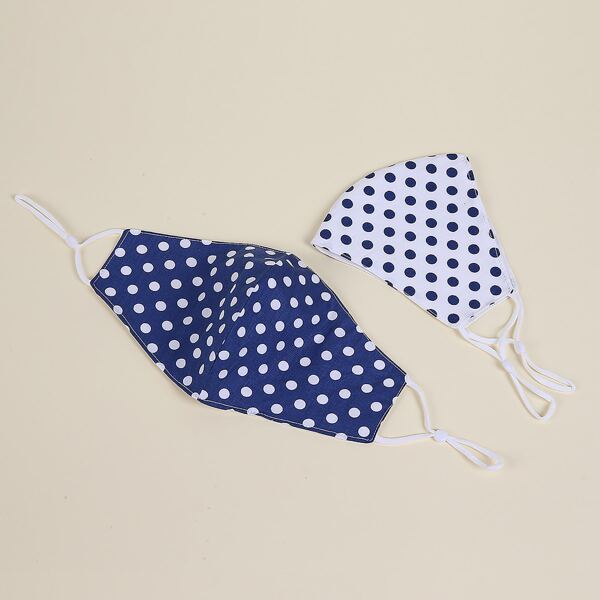 

2pcs Polka Dot Pattern Face Masks, Blue