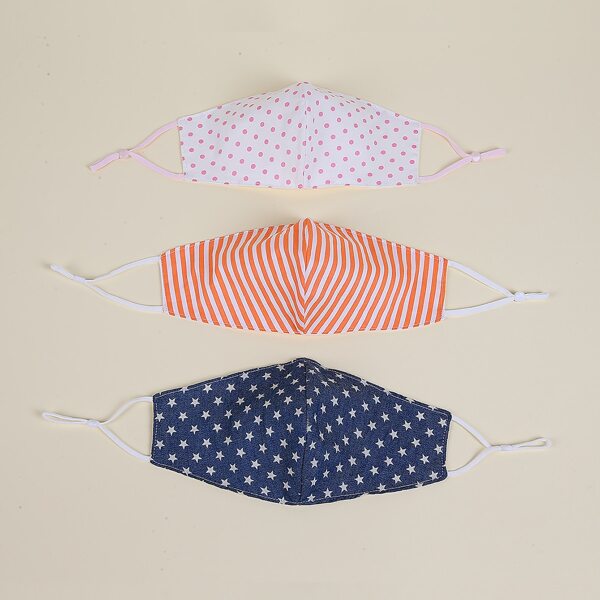 

3pcs Striped Pattern Face Masks, Multicolor