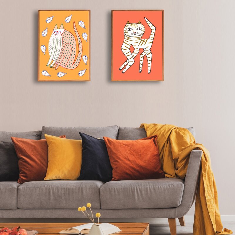 

1pc Cat Print Wall Painting Without Frame, Multicolor