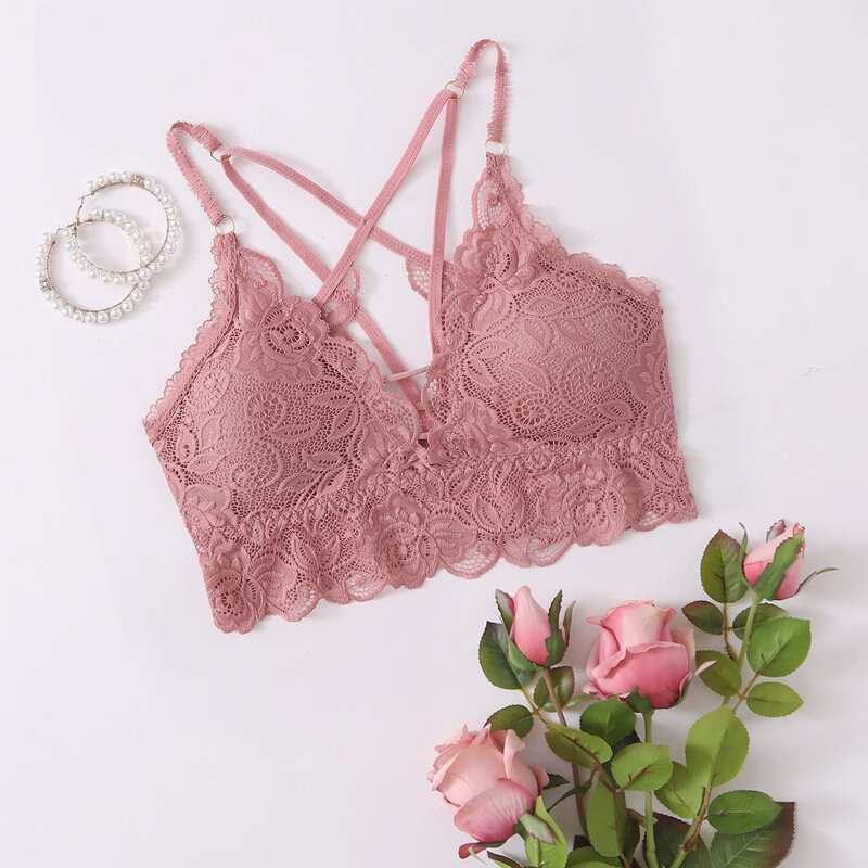 

Floral Lace Bralette, Dusty pink
