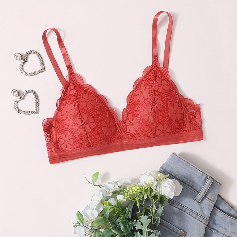 

Floral Lace Bra, Rose red