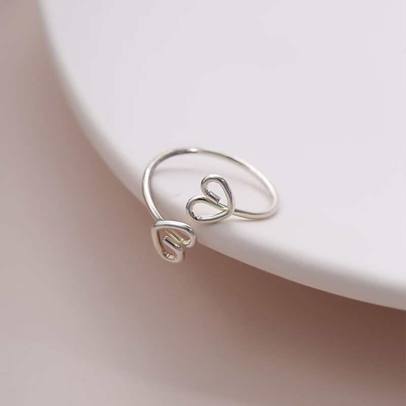 

Heart Cuff Ring, Silver