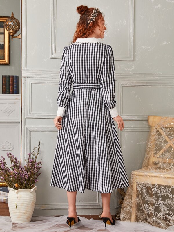 Dress Code{Contrast Collar Dress + Gingham Coat} Closet Dress Code{Contrast Collar Dress + Gingham Coat} Closet