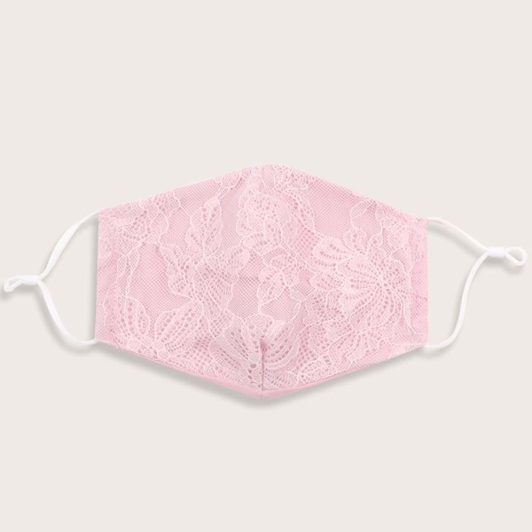 

Lace Face Mask With 2pcs Gasket Pad, Pink