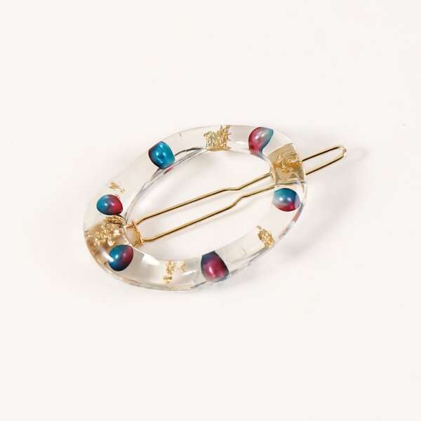 

Golden Foil Decor Acrylic Hair Clip, Multicolor