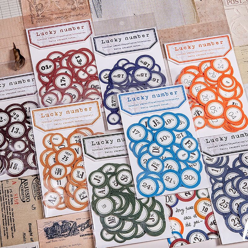 

100pcs Numbers Print Sticker, Multicolor