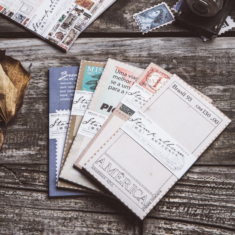 

30sheets Vintage Stamp Design Material Paper, Multicolor