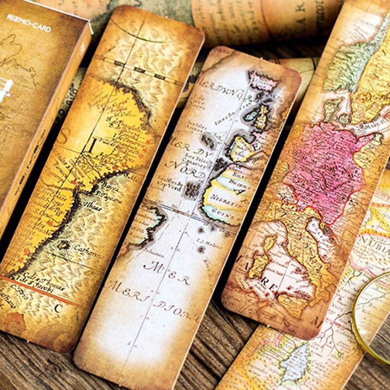 

30sheets Map Pattern Bookmark, Multicolor