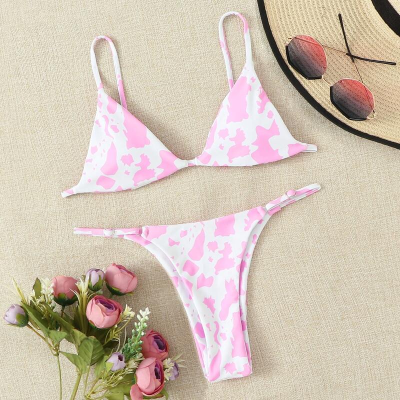 

Cow Print Tanga Bikini Swimsuit, Multicolor