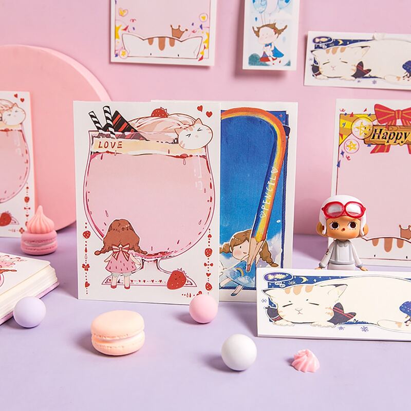 

2packs Cartoon Graphic Memo Pad, Multicolor