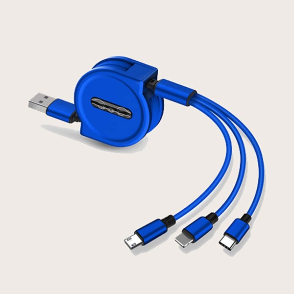 

3 In 1 Phone Telescopic Data Cable, Blue