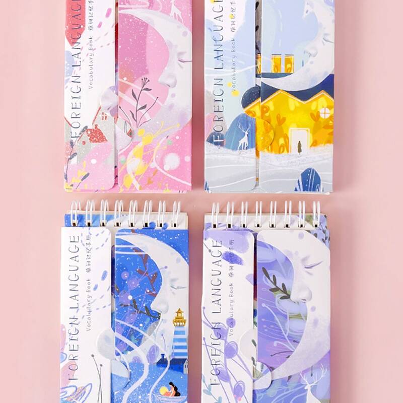 

1pack Moon Print Cover Random Spiral Notebook, Multicolor