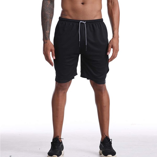 

Men 2 in 1 Athletic Shorts With Phone Pocket, Black