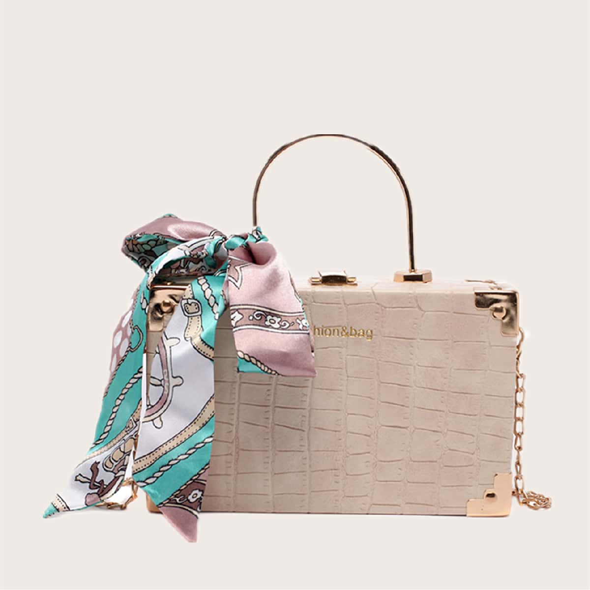 

Twilly Scarf Box Bag, Beige