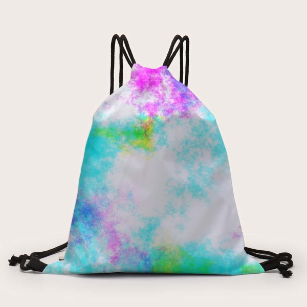 

Tie Dye Graphic Drawstring Decor Backpack, Multicolor