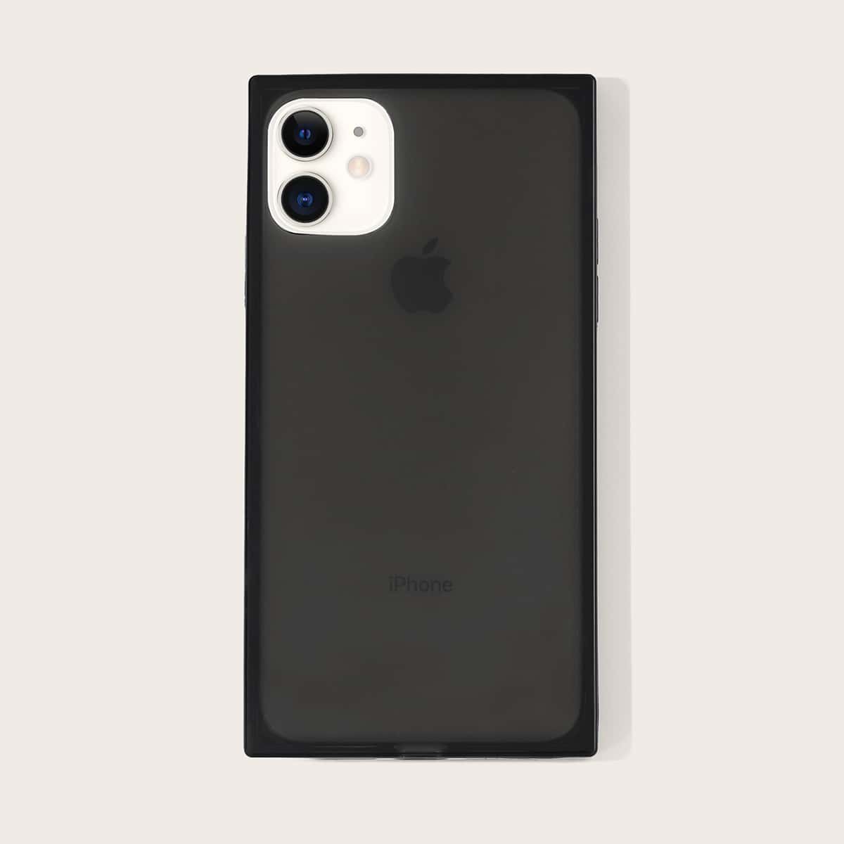

1pc Solid iPhone Case, Black clear