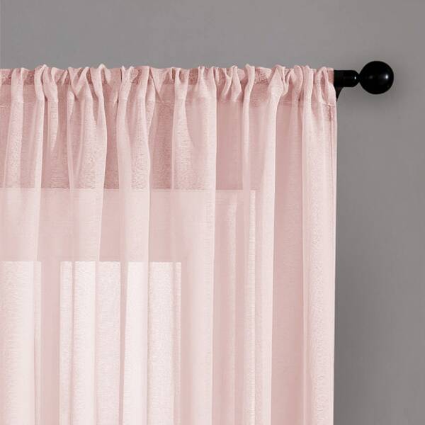 

1pc Plain Sheer Curtain, Pink