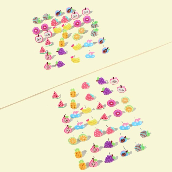 

36pairs Girls Fruit Design Stud Earrings, Multicolor