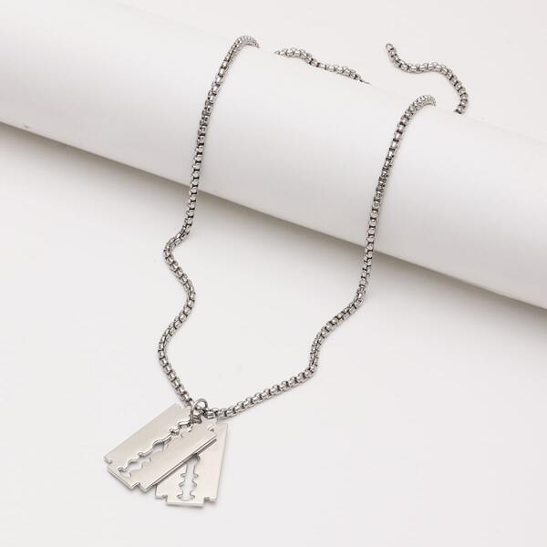 

Men Blade Pendant Necklace, Silver