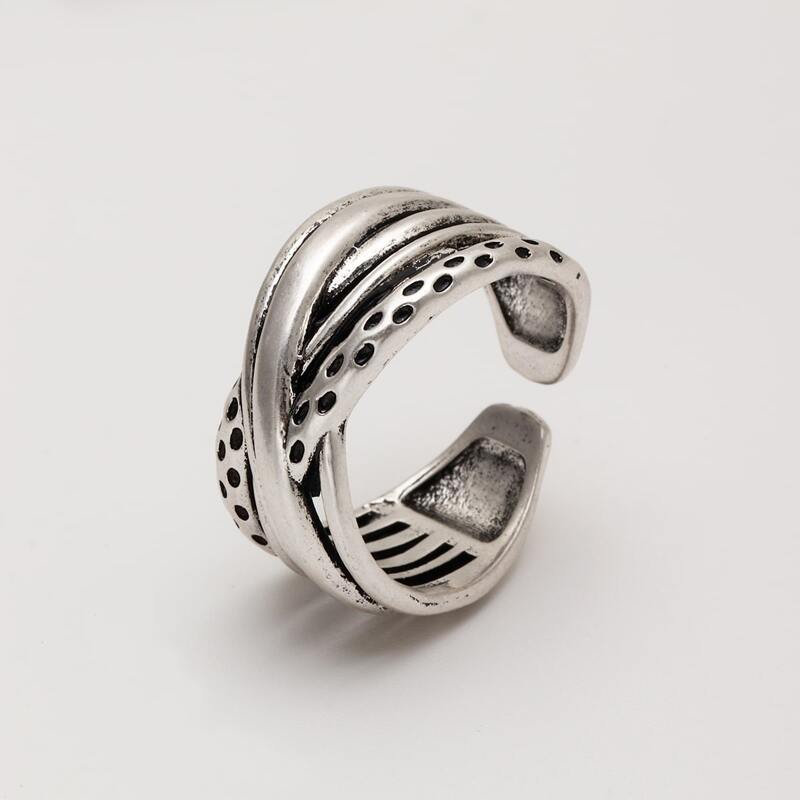 

Guys Cross Cuff Ring, Silver