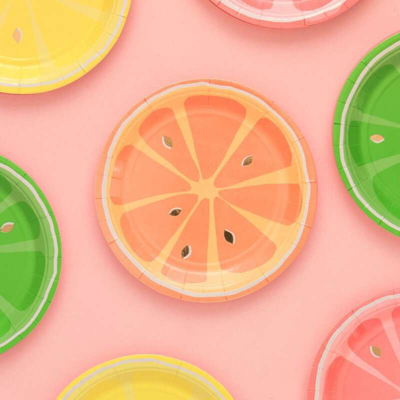 

8pcs Disposable Fruit Plate, Multicolor