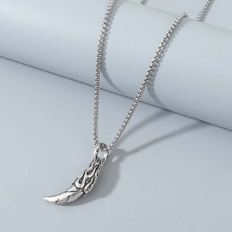 

Guys Mace Charm Necklace, Silver