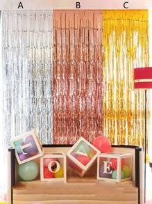 1pc Party Backdrop Metallic Foil Fringe Tinsel Curtain Adult Kids Birthday Party Wedding Decoration Baby Shower Favor Supplies - Multicolor - View 2