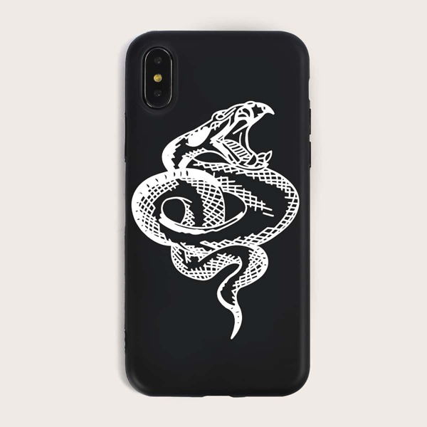 

Чехол для iPhone с змеиным принтом 1шт, Чёрный