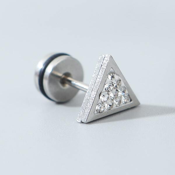 

Men Rhinestone Geometric Earrings, Silver