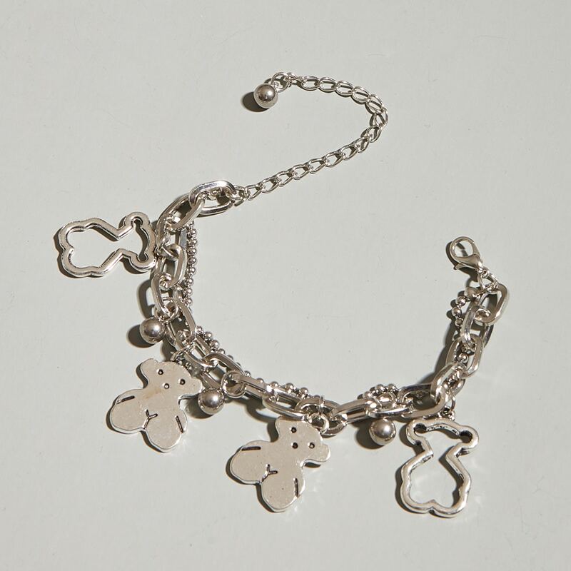 

Bear Charm Layered Bracelet, Silver