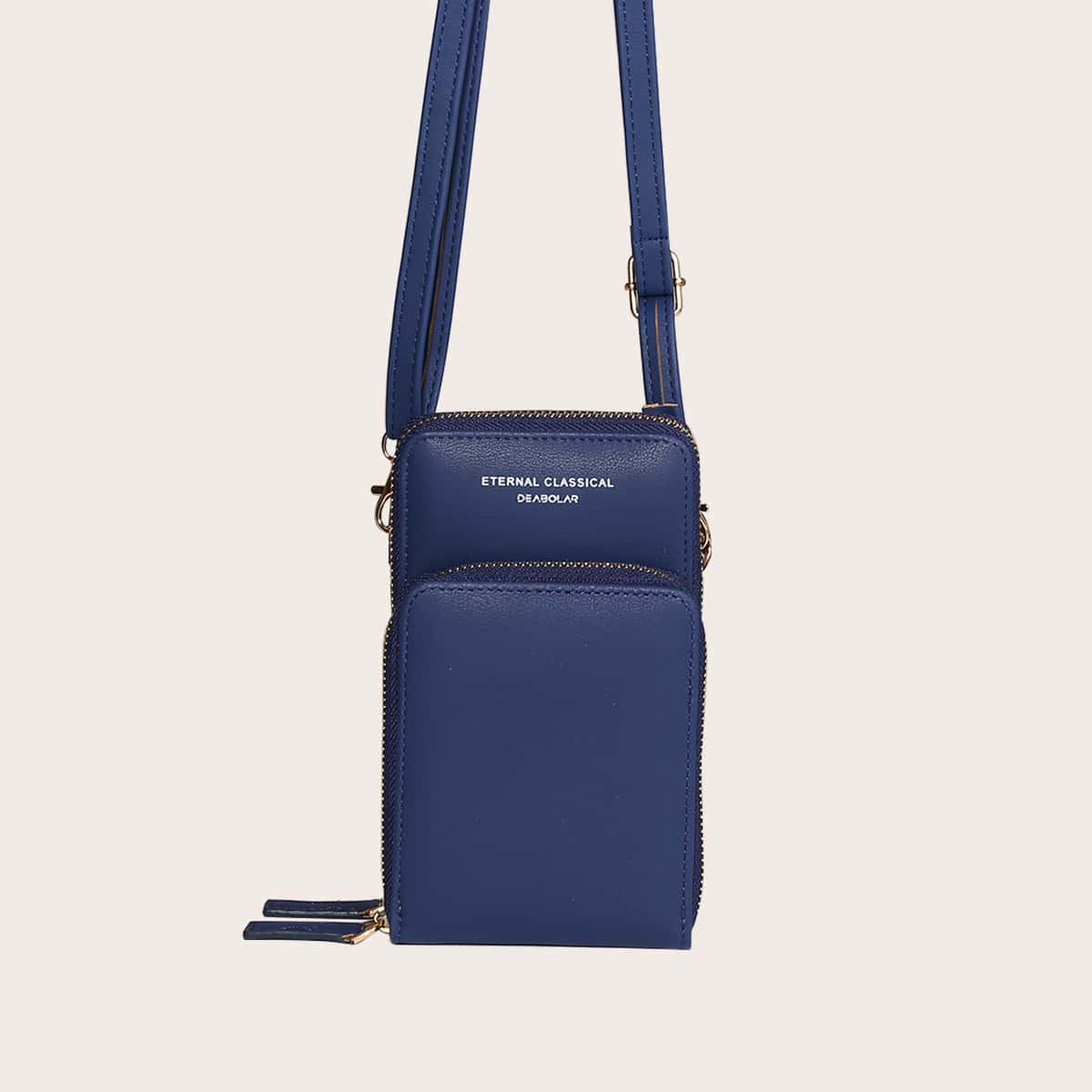 

Letter Graphic Phone Bag, Blue