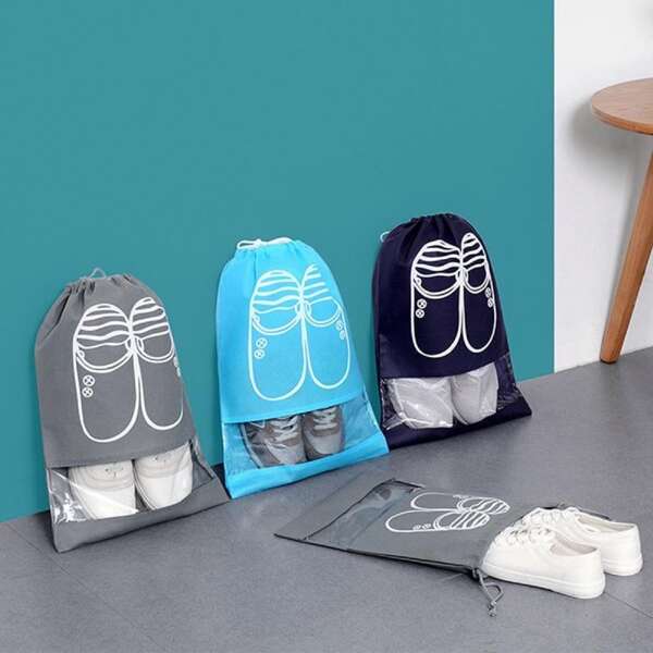 

3pcs Portable Shoe Storage Bag, Multicolor