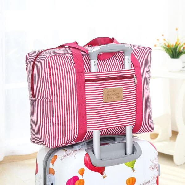 

1pc Striped Pattern Storage Bag, Pink