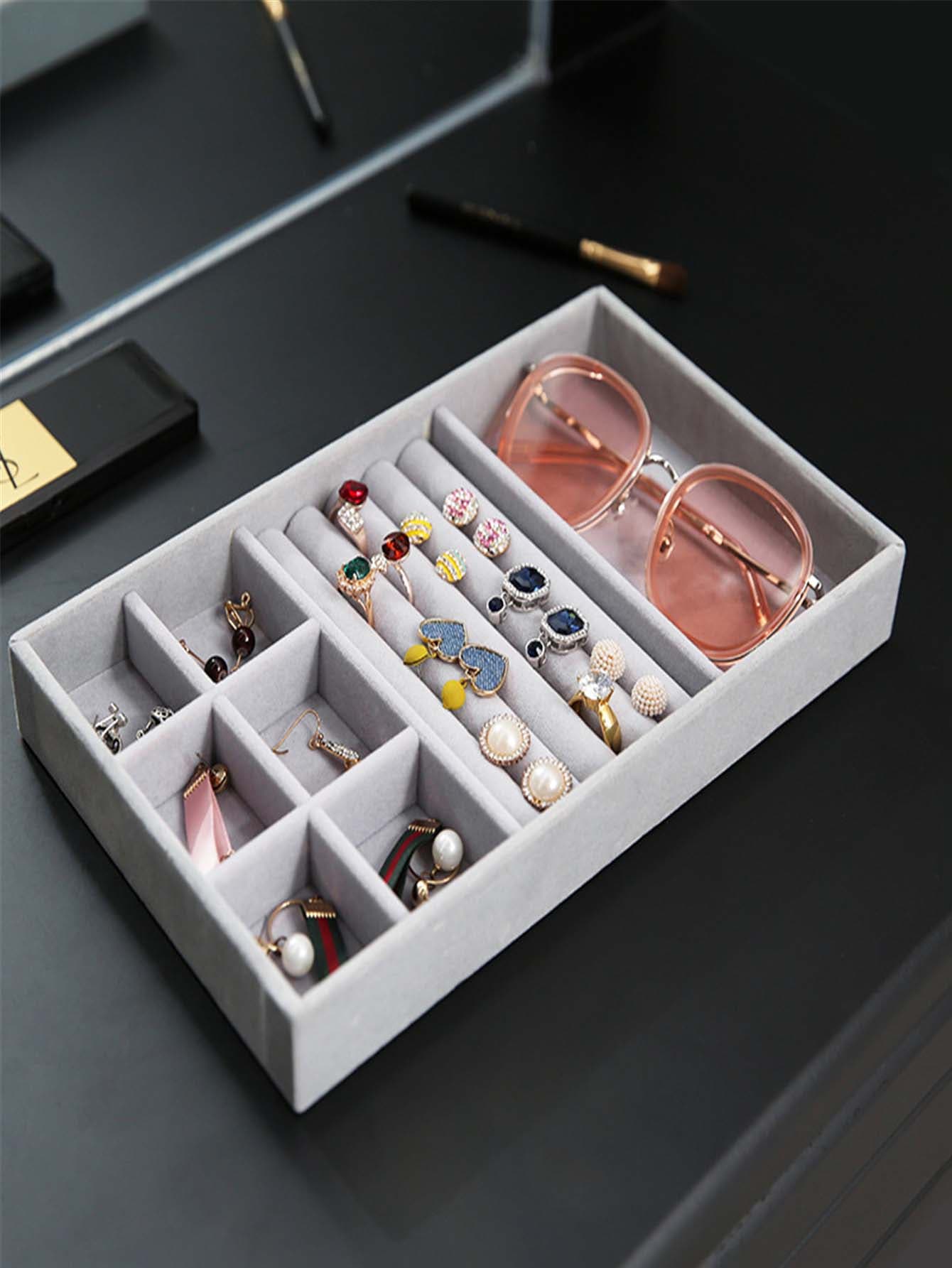 1pc Fashion Ring Box Stud Earrings Ornament Storage Box Without Lid Dust, Simple Jewelry Display Storage Tray For Home, Gift For Valentine's Day, Room Decor