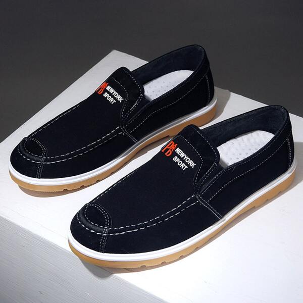 

Men Non-slip Letter Graphic Loafers, Black