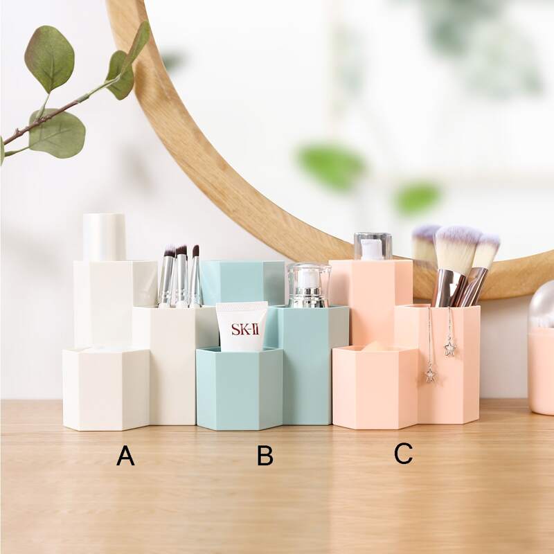 

1pc Solid Cosmetic Storage Box, Multicolor
