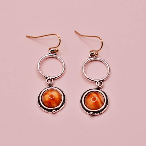 

Round Drop Earrings, Silver