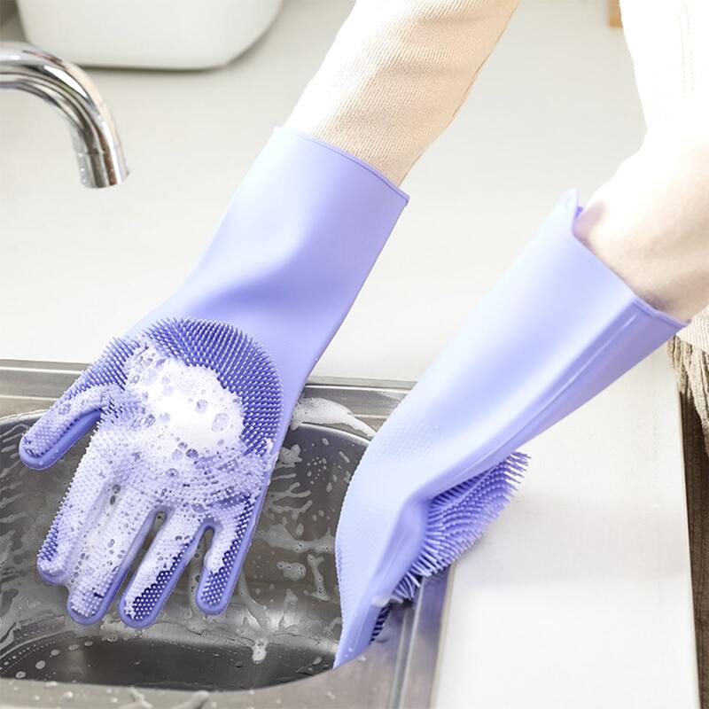 

1pair Dishwashing Cleaning Gloves, Violet purple