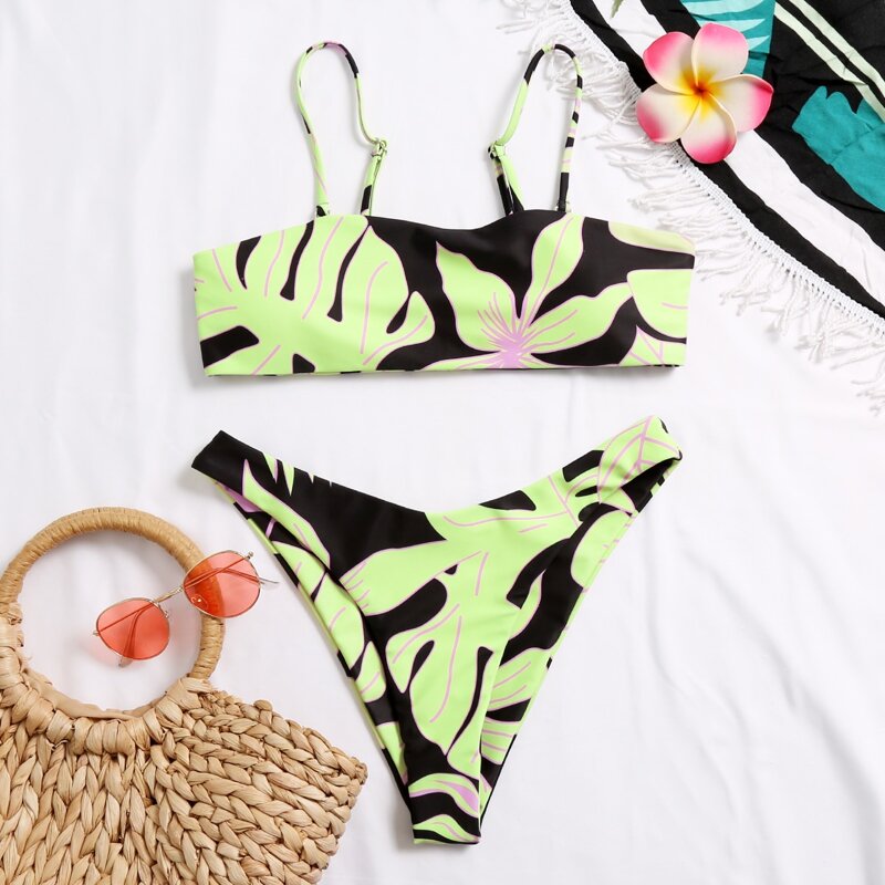 

Tropical High Cut Bikini Swimsuit, Multicolor
