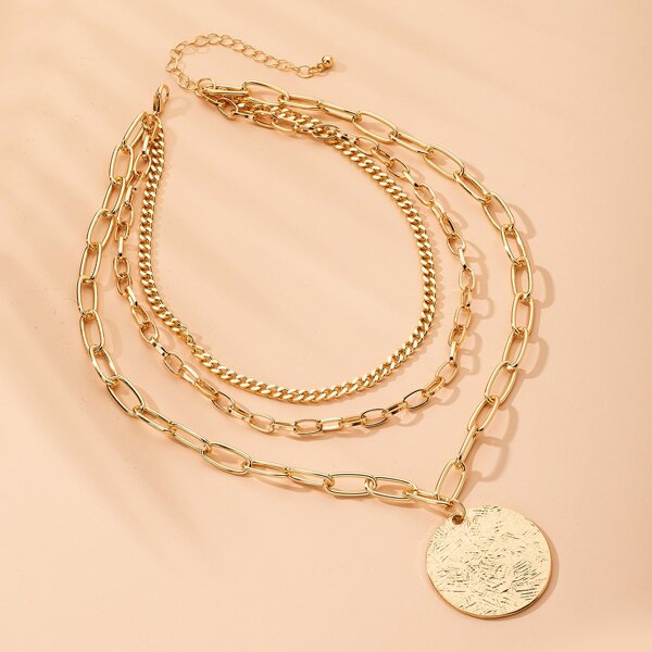 

Disc Layered Necklace, Gold