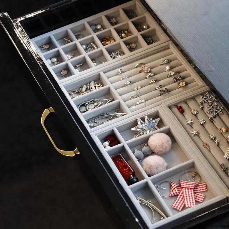 

1pc Multi-grid Jewelry Storage Box, Grey