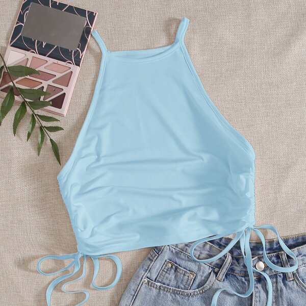 

Solid Knot Side Solid Cami Top, Baby blue