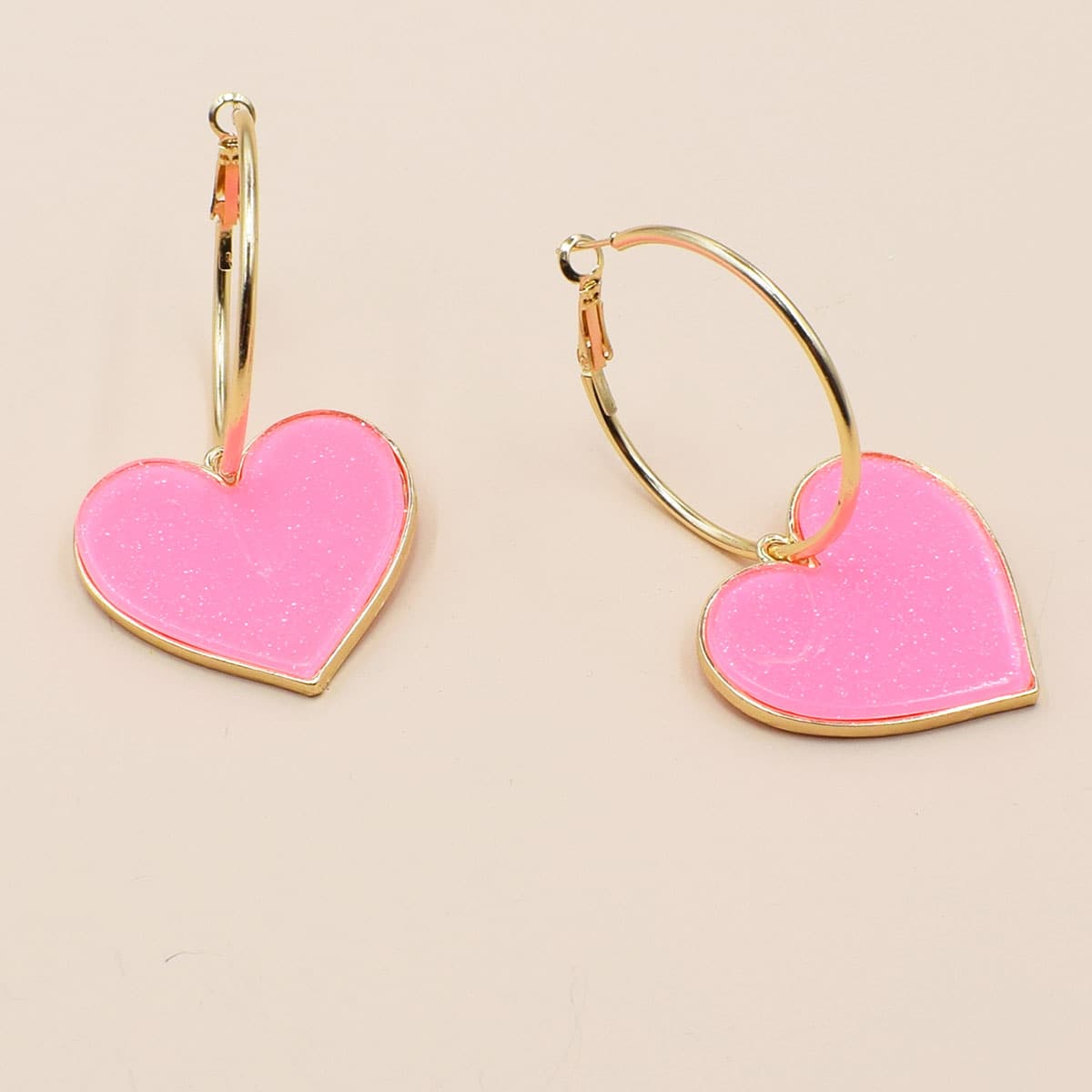 

Heart Drop Earrings, Gold