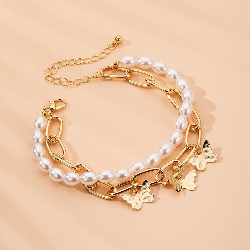 

Faux Pearl Chain Bracelet, Multicolor