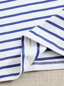 Soleia Ruffle Armhole Striped Top - Blue and White - View 5