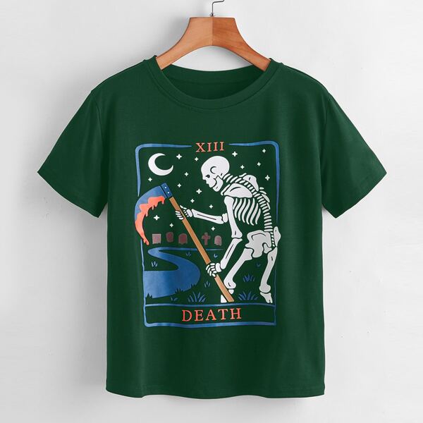 

Skull & Sickle Print Tee, Dark green