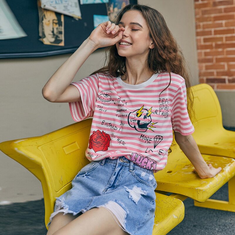 

Halloween & Stripe Tee, Multicolor